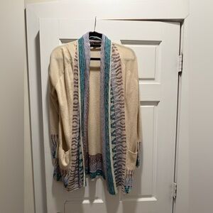 Jealous Tomato Cream Cardigan with Multicolor Stripes